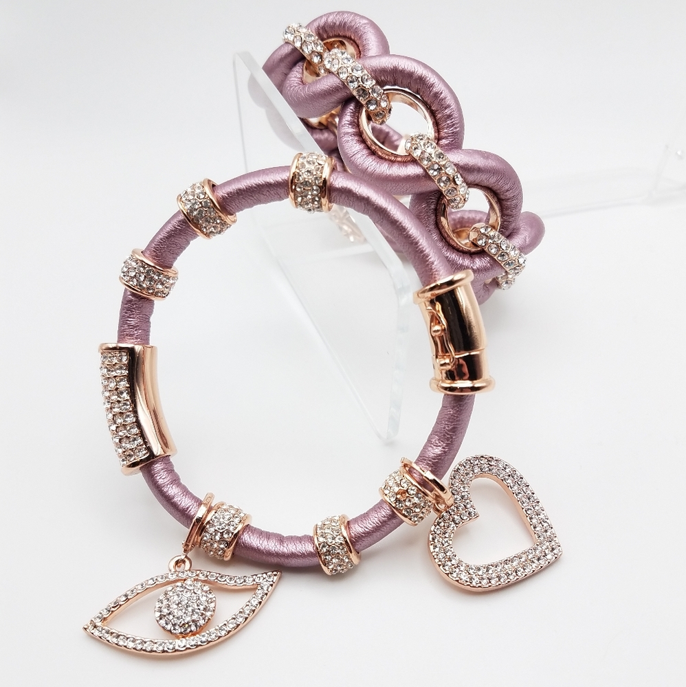 Joan Boyce "Charmed for Sure" Bracelet & Charm Set Pink